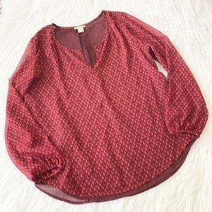 Lucky Brand Red Print Blouse